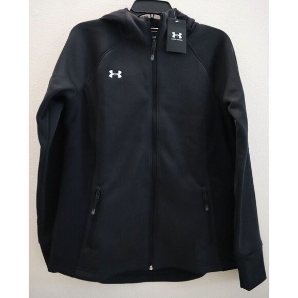 Under Armour 1360777-001 Women's Sz M Black Full Zip Hooded WR Swacket - Picture 1 of 12